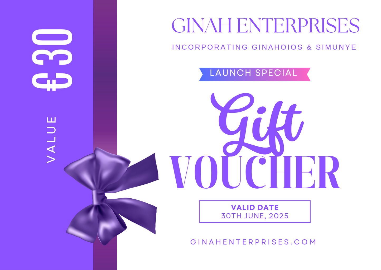 Ginah's Gift cards